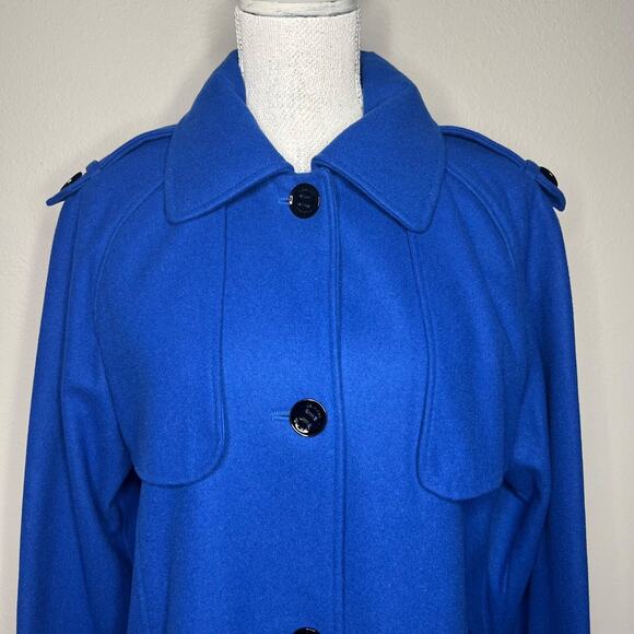 Calvin Klein Wool Blend Trench Pea Coat Women's Size 8 Cobalt Blue - Picture 3 of 16